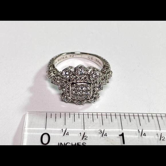 Judith Ripka Sterling Silver CZ size 8 1/2 Ring - Picture 2 of 5